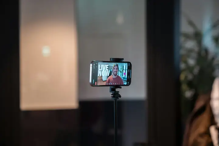 A phone streaming a live video